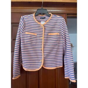 Pretty Garden striped poly knit blazer size L